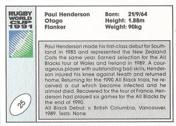 1991 Regina Rugby World Cup #25 Paul Henderson Back